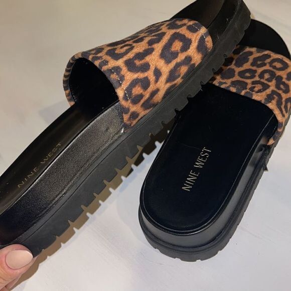 NINE WEST Leopard Slides Womens Size‎ 6.5 - Picture 6 of 8